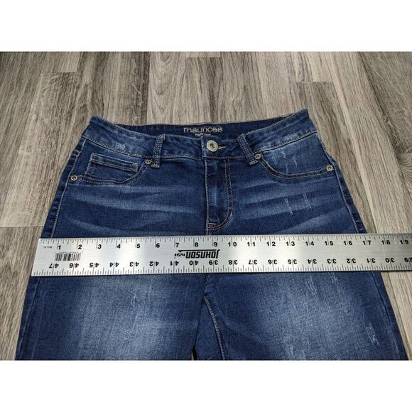 (3/$35) Maurices Size Small Long High Rise Whiskered Distressed Denim Blue Jeans - Picture 9 of 12